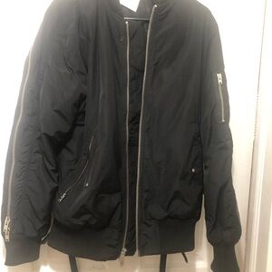 Stampd Men's Black Bomber Jacket with straps and zippers